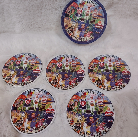 Vintage Santa Barbara Ceramic Coasters Set.5 - Picture 3 of 8
